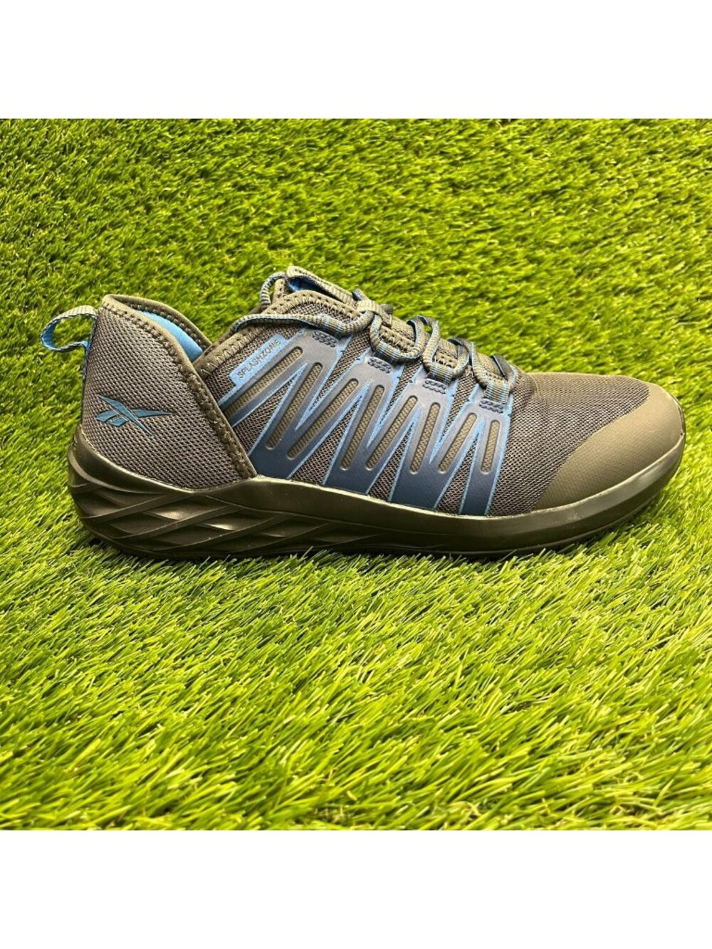 Reebok Astroride Mens Size 10E Black Blue Steel Toe Safety Work Shoes Sneakers